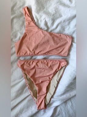 One-Shoulder Peach Bikini Set